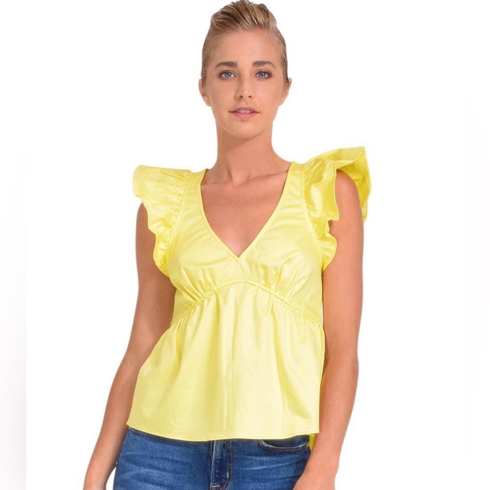 Women's Cinq À Sept Camille Flutter Sleeve‎ Top Large Babydoll Flirty Date Chic